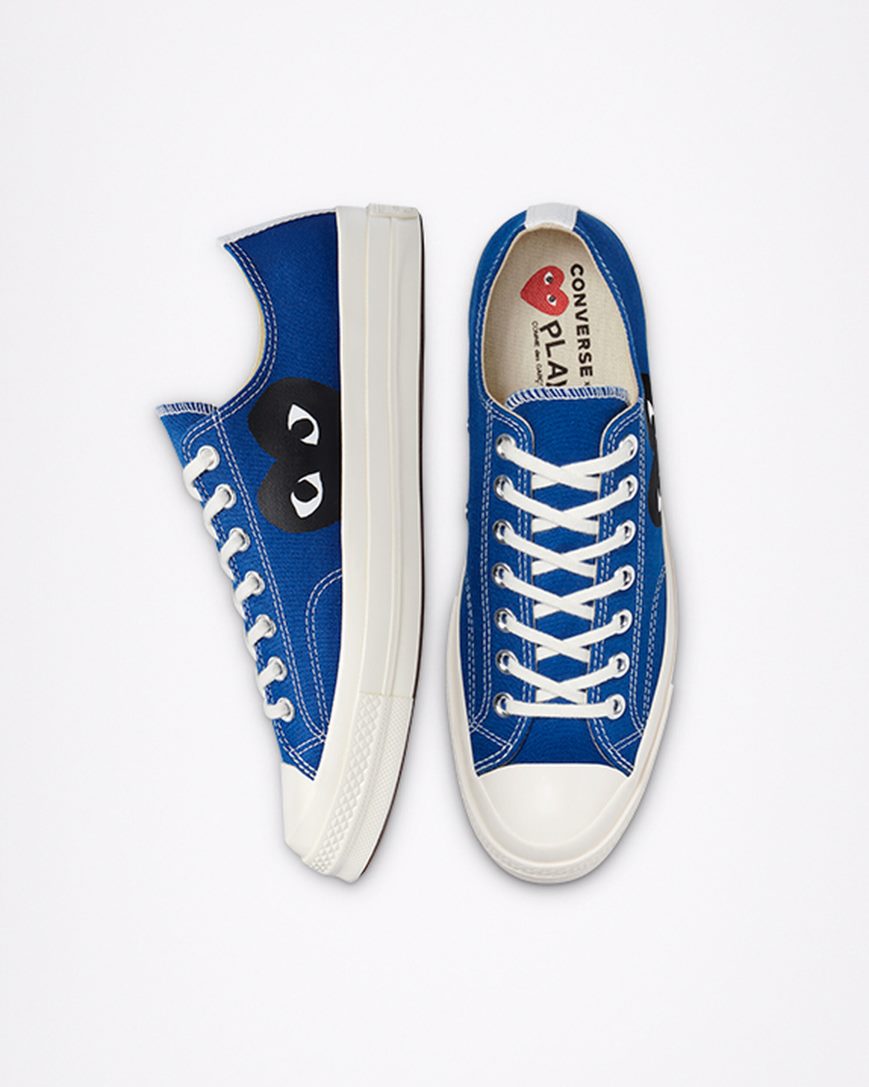 Men's Converse x Comme des Garçons PLAY Chuck 70 Low Top Shoes Blue / Black | AU 1046CS